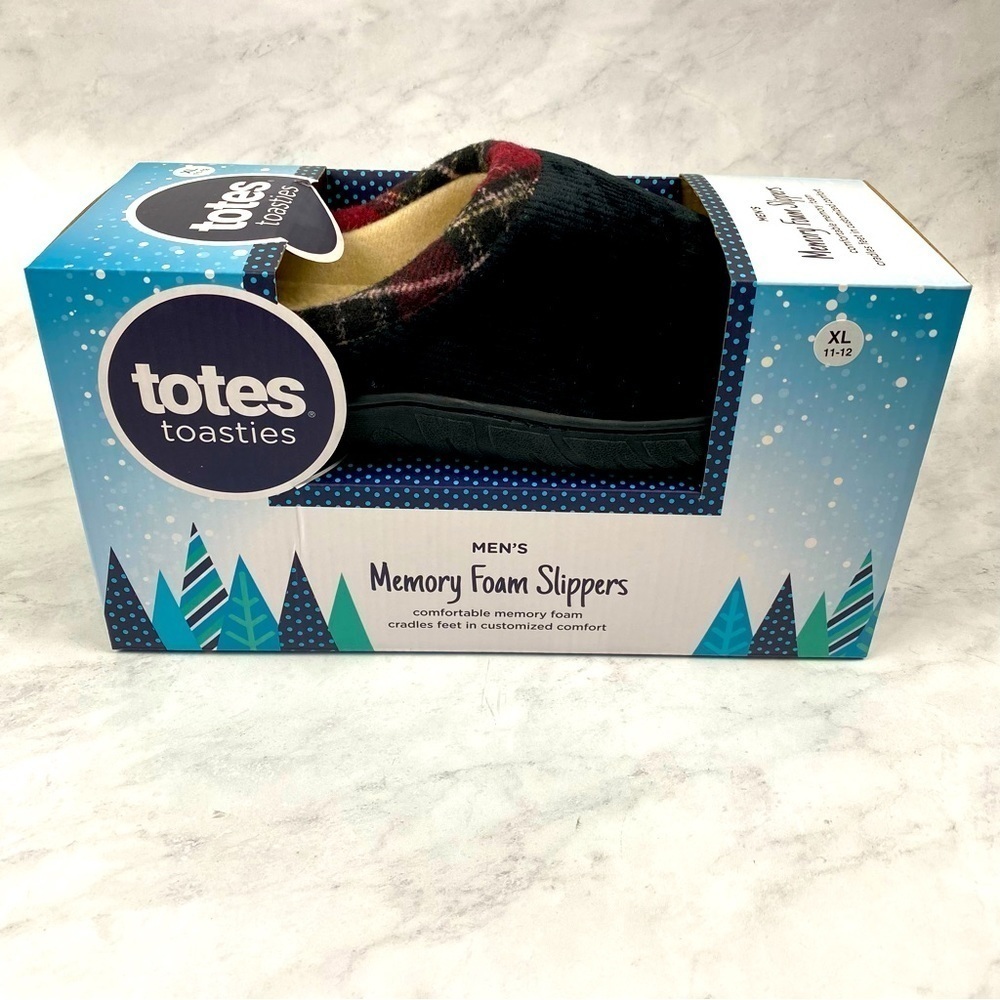 Totes Toasties Men's Slip‎ On Memory Foam Slippers Comfortable House Shoes (NWT)